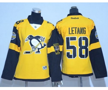 Penguins #58 Kris Letang Gold 2017 Stadium Series Women's Stitched NHL Jersey