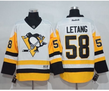 Penguins #58 Kris Letang White New Away Stitched NHL Jersey