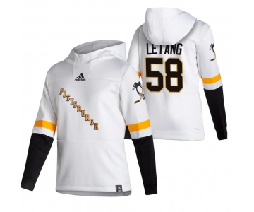 Pittsburgh Penguins #58 Kris Letang Adidas Reverse Retro Pullover Hoodie White