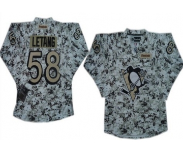 Pittsburgh Penguins #58 Kris Letang White Camo Jersey