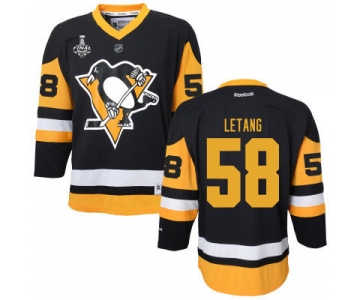 Women's Pittsburgh Penguins #58 Kris Letang Black With Yellow 2017 Stanley Cup NHL Finals Patch Jersey