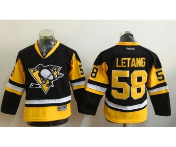 Youth Pittsburgh Penguins #58 Kris Letang Black Third Reebok Hockey Jersey