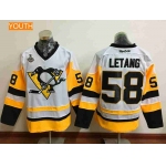 Youth Pittsburgh Penguins #58 Kris Letang White Third 2017 Stanley Cup Finals Patch Stitched NHL Reebok Hockey Jersey