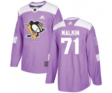 Adidas Penguins #71 Evgeni Malkin Purple Authentic Fights Cancer Stitched NHL Jersey