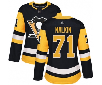 Adidas Pittsburgh Penguins #71 Evgeni Malkin Black Home Authentic Women's Stitched NHL Jersey