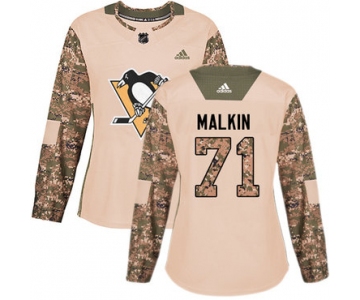 Adidas Pittsburgh Penguins #71 Evgeni Malkin Camo Authentic 2017 Veterans Day Women's Stitched NHL Jersey