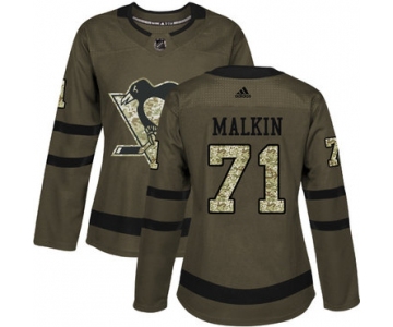 Adidas Pittsburgh Penguins #71 Evgeni Malkin Green Salute to Service Women's Stitched NHL Jersey