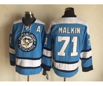 Men's Pittsburgh Penguins #71 Evgeni Malkin 1960 Light Blue CCM Vintage Throwback Hockey Jersey