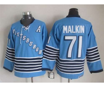 Men's Pittsburgh Penguins #71 Evgeni Malkin 1967-68 Light Blue CCM Vintage Throwback Jersey