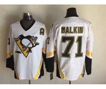 Men's Pittsburgh Penguins #71 Evgeni Malkin 2002-03 White CCM Vintage Throwback Jersey