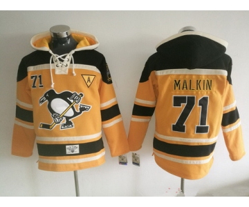 Men's Pittsburgh Penguins #71 Evgeni Malkin 2016 NEW Yellow Stitched NHL Old Time Hockey Hoodie