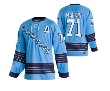 Men's Pittsburgh Penguins #71 Evgeni Malkin 2022 Blue Classics Stitched Jersey