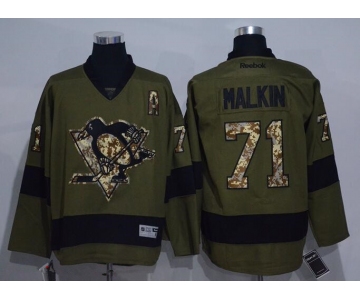 Men's Pittsburgh Penguins #71 Evgeni Malkin Green Salute to Service Stitched NHL Reebok Hockey Jersey