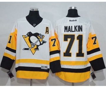 Penguins #71 Evgeni Malkin White New Away Stitched NHL Jersey