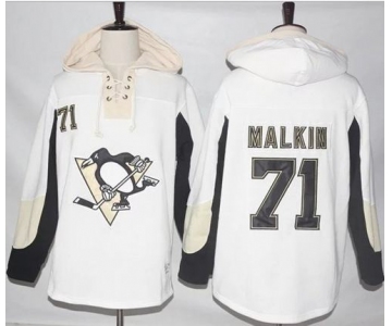 Penguins #71 Evgeni Malkin White Pullover Hoodie Stitched NHL Jersey