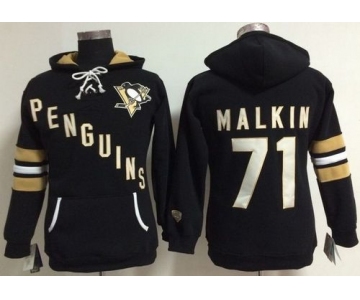 Pittsburgh Penguins #71 Evgeni Malkin Black Women's Old Time Heidi NHL Hoodie