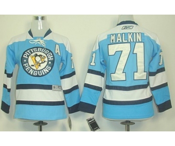 Pittsburgh Penguins #71 Evgeni Malkin Light Blue Kids Jersey