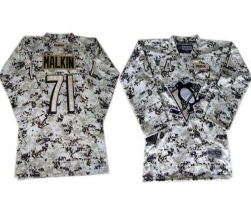 Pittsburgh Penguins #71 Evgeni Malkin White Camo Kids Jersey