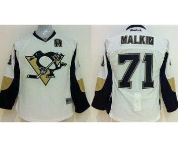 Pittsburgh Penguins #71 Evgeni Malkin White Kids Jersey