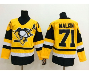 Pittsburgh Penguins #71 Evgeni Malkin Yellow Throwback CCM Jersey