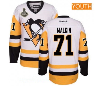 Youth Pittsburgh Penguins #71 Evgeni Malkin White Third 2017 Stanley Cup Finals Patch Stitched NHL Reebok Hockey Jersey