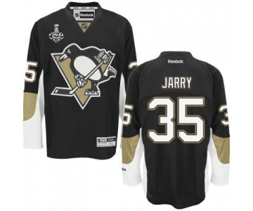 Men's Pittsburgh Penguins #35 Tristan Jarry Black Team Color 2017 Stanley Cup NHL Finals Patch Jersey