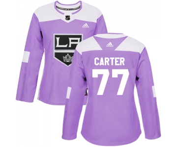 Adidas Los Angeles Kings #77 Jeff Carter Purple Authentic Fights Cancer Women's Stitched NHL Jersey