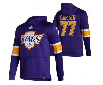 Los Angeles Kings #77 Jeff Carter Adidas Reverse Retro Pullover Hoodie Purple