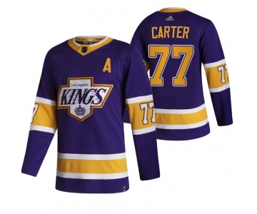 Los Angeles Kings #77 Jeff Carter Black Men's Adidas 2020-21 Reverse Retro Alternate NHL Jersey