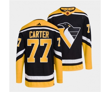 Men's Pittsburgh Penguins #77 Jeff Carter Black 2022 Reverse Retro Stitched Jersey