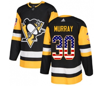 Adidas Penguins #30 Matt Murray Black Home Authentic USA Flag Stitched NHL Jersey