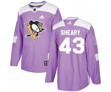 Adidas Penguins #43 Conor Sheary Purple Authentic Fights Cancer Stitched NHL Jersey