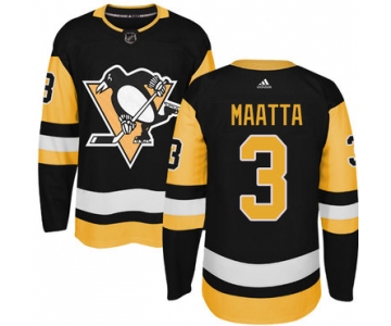 Adidas Pittsburgh Penguins #3 Olli Maatta Black Alternate Authentic Stitched NHL Jersey