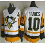 Men's Pittsburgh Penguins #10 Ron Francis 1988-89 White CCM Vintage Throwback Jersey