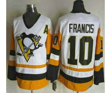 Men's Pittsburgh Penguins #10 Ron Francis 1988-89 White CCM Vintage Throwback Jersey