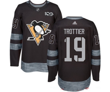 Men's Pittsburgh Penguins #19 Bryan Trottier Black 100th Anniversary Stitched NHL 2017 adidas Hockey Jersey