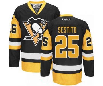Men's Pittsburgh Penguins #25 Tom Sestito Black Third Stitched NHL Reebok Hockey Jersey
