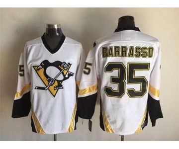 Men's Pittsburgh Penguins #35 Tom Barrasso 2002-03 White CCM Vintage Throwback Jersey