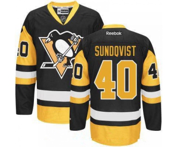 Men's Pittsburgh Penguins #40 Oskar Sundqvist Black Third Stitched NHL Reebok Hockey Jersey
