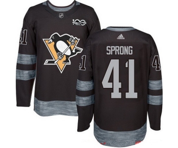 Men's Pittsburgh Penguins #41 Daniel Sprong Black 100th Anniversary Stitched NHL 2017 adidas Hockey Jersey