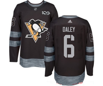 Men's Pittsburgh Penguins #6 Trevor Daley Black 100th Anniversary Stitched NHL 2017 adidas Hockey Jersey