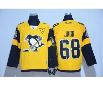 Men's Pittsburgh Penguins #68 Jaromir Jagr Yellow 2017 Stadium Series Stitched NHL Reebok Hockey Jersey