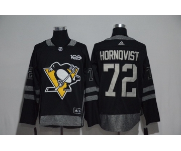 Men's Pittsburgh Penguins #72 Patric Hornqvist Black 100th Anniversary Stitched NHL 2017 adidas Hockey Jersey