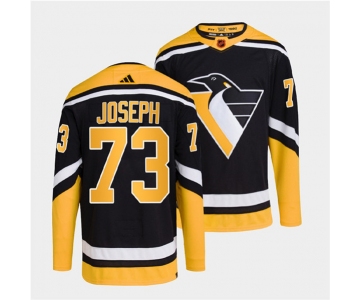 Men's Pittsburgh Penguins #73 Pierre-Olivier Joseph Black 2022 Reverse Retro Stitched Jersey