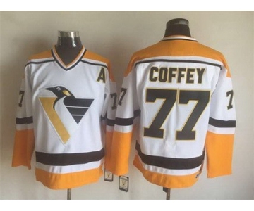 Men's Pittsburgh Penguins #77 Paul Coffey 1992-93 White CCM Vintage Throwback Jersey