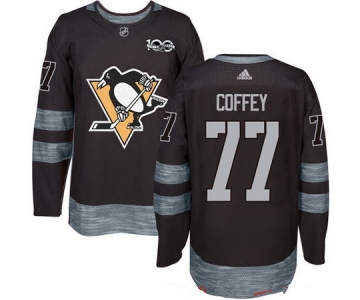 Men's Pittsburgh Penguins #77 Paul Coffey Black 100th Anniversary Stitched NHL 2017 adidas Hockey Jersey