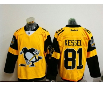 Men's Pittsburgh Penguins #81 Phil Kessel Yellow 2017 Stadium Series Stitched NHL Reebok Hockey Jersey