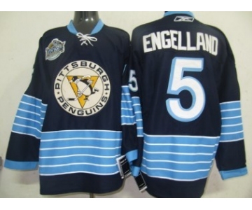 Pittsburgh Penguins #5 Deryk Engelland Navy Blue Third Jersey