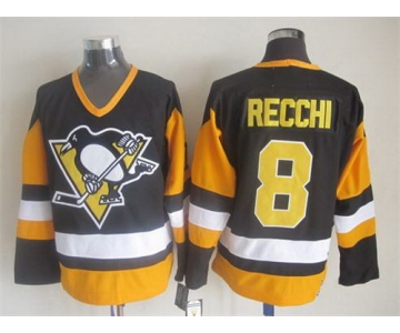 Pittsburgh Penguins #8 Mark Recchi Black Throwback CCM Jersey