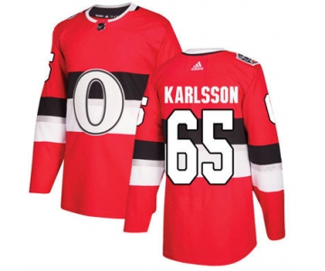 Kid Adidas Senators 65 Erik Karlsson Red Authentic 2017 100 Classic Stitched NHL Jersey